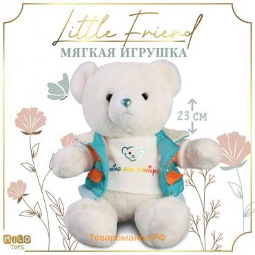 Мягкая игрушка Little Friend, мишка в голубой курточке, 23 см