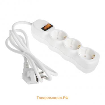 Удлинитель Lighting ECO, 3 розетки, 1,5 м, 16 А, 3500 Вт, ПВС 3х1 мм2, с з/к, с выкл.